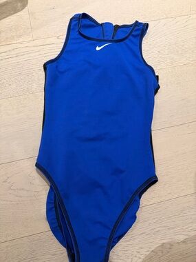 Nike Blue Athletic One-Piece Swimsuit with Black Trim